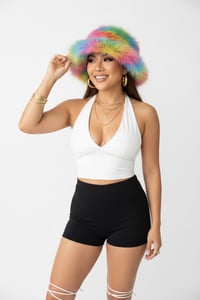 Image 4 of Faux Fur Rainbow Fluffy Festival Bucket Hat - 160
