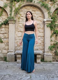 Image 2 of Tie Dye Rayon Flare Pants - Teal - 20
