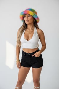 Image 5 of Faux Fur Rainbow Fluffy Festival Bucket Hat - 160
