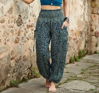Image 1 of Boho Harem Pants, Festival Yoga Trousers with Pockets - Botanical Print