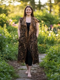Image 3 of Hooded Vest Gold Paisley, Bohemian Festival Duster Sleeveless Cloak