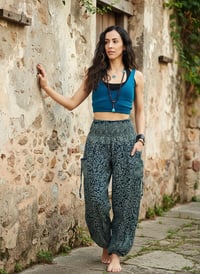 Image 2 of Boho Harem Pants, Festival Yoga Trousers with Pockets - Botanical Print