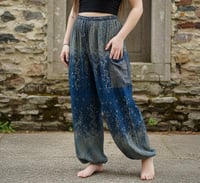 Image 2 of Starry Night Harem Pants High Crotch Elastic Waist Boho Teal Trousers