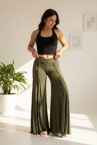 Image 8 of Boho Flow Pants Green – Wide Leg Rayon Pants – Festival Trousers