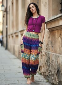 Image 10 of Thai Rayon Harem Pants Boho Festival Trousers Colorful Paisley