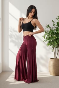 Image 1 of Red Boho Pants – Wide Leg Rayon Trousers – Handmade Festival Clothing - 18