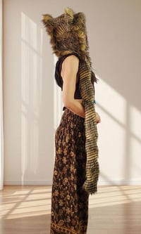 Image 2 of Faux Fur Bolli Bear Hood: Beige Feather with Secret Pocket - 114