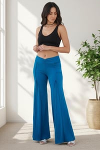 Image 7 of Tie Dye Rayon Flare Pants - Teal - 20