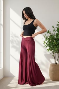 Image 3 of Red Boho Pants – Wide Leg Rayon Trousers – Handmade Festival Clothing - 18