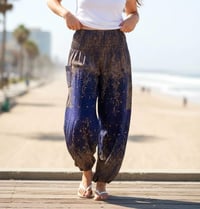 Image 3 of Boho Harem Pants Starry Night Print | High Crotch Elastic Waist - Navy Blue