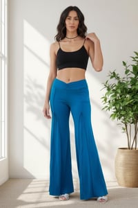 Image 8 of Tie Dye Rayon Flare Pants - Teal - 20