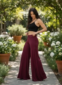 Image 5 of Red Boho Pants – Wide Leg Rayon Trousers – Handmade Festival Clothing - 18