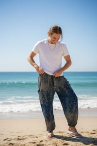 Image 6 of Starry Night Harem Pants High Crotch Elastic Waist Boho Teal Trousers