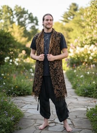 Image 7 of Hooded Vest Gold Paisley, Bohemian Festival Duster Sleeveless Cloak
