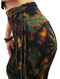 Image 7 of Tie Dye Flare Pants, High Waist Boho Bell Bottoms, Festival Yoga - Green Rust - 19