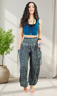 Image 4 of Boho Harem Pants, Festival Yoga Trousers with Pockets - Botanical Print
