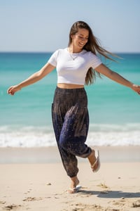 Image 2 of Boho Harem Pants Starry Night Print | High Crotch Elastic Waist - Navy Blue
