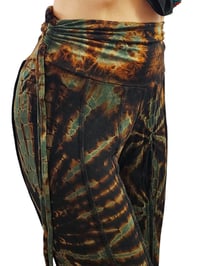 Image 8 of Tie Dye Flare Pants, High Waist Boho Bell Bottoms, Festival Yoga - Green Rust - 19