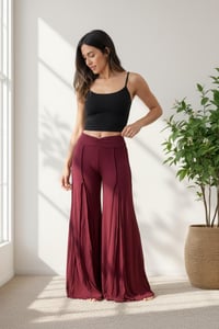 Image 9 of Red Boho Pants – Wide Leg Rayon Trousers – Handmade Festival Clothing - 18