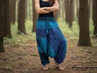 Image 1 of Mushroom Harem Pants Cotton from India – Deep Crotch Boho Lounge Pants
