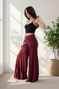 Image 10 of Red Boho Pants – Wide Leg Rayon Trousers – Handmade Festival Clothing - 18