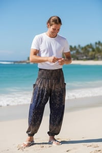 Image 8 of Boho Harem Pants Starry Night Print | High Crotch Elastic Waist - Navy Blue