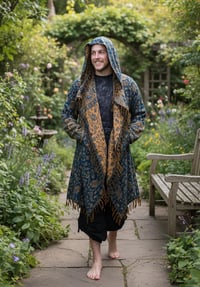 Image 2 of Hooded Fringe Wizard Coat - Blue Gold