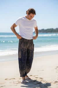 Image 10 of Boho Harem Pants Starry Night Print | High Crotch Elastic Waist - Navy Blue