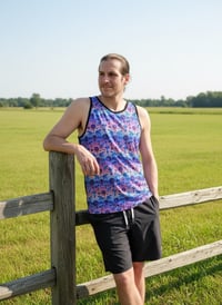 Image 3 of Psychedelic Mushroom Dart Frog Tank Top (UV / Blacklight Reactive)