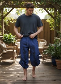Image 5 of Thai Cotton Festival Pants with Pockets – Spiritual Print Relaxed Fit Unisex Trousers - Blue - 462