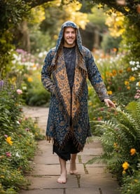 Image 5 of Hooded Fringe Wizard Coat - Blue Gold