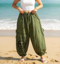 Image 2 of Sun & Moon Cotton Harem Pants - Boho Hippie Yoga, Unisex - 457B
