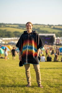 Image 3 of Tree of Life Warm Hooded Festival Poncho - Blue
