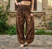 Image 2 of Paisley Harem Pants Warm Shawl Fabric Boho Festival Unisex Trousers Elastic Waist Ankles - 448