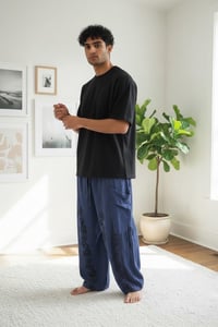 Image 6 of Thai Cotton Festival Pants with Pockets – Spiritual Print Relaxed Fit Unisex Trousers - Blue - 462