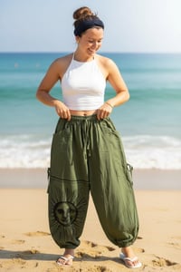 Image 5 of Sun & Moon Cotton Harem Pants - Boho Hippie Yoga, Unisex - 457B