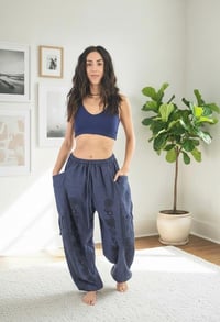 Image 3 of Thai Cotton Festival Pants with Pockets – Spiritual Print Relaxed Fit Unisex Trousers - Blue - 462