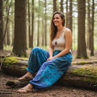 Image 7 of Mushroom Harem Pants Cotton from India – Deep Crotch Boho Lounge Pants
