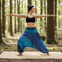 Image 8 of Mushroom Harem Pants Cotton from India – Deep Crotch Boho Lounge Pants