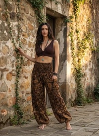 Image 5 of Paisley Harem Pants Warm Shawl Fabric Boho Festival Unisex Trousers Elastic Waist Ankles - 448