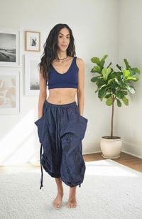 Image 1 of Thai Cotton Festival Pants with Pockets – Spiritual Print Relaxed Fit Unisex Trousers - Blue - 462