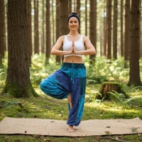 Image 9 of Mushroom Harem Pants Cotton from India – Deep Crotch Boho Lounge Pants