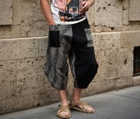 Image 1 of Thai Cotton Harem Pants Boho Festival Unisex Trousers Tribal Patchwork Black White - 428