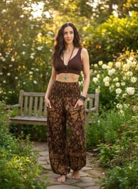 Image 6 of Paisley Harem Pants Warm Shawl Fabric Boho Festival Unisex Trousers Elastic Waist Ankles - 448
