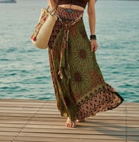 Image 2 of Coconut Thai Rayon Skirt Dress Boho Beach Wrap Skirt Lightweight Festival Clothing - 700A