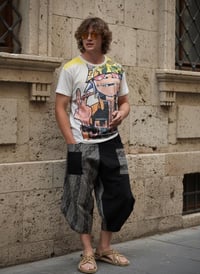 Image 2 of Thai Cotton Harem Pants Boho Festival Unisex Trousers Tribal Patchwork Black White - 428