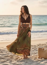 Image 3 of Coconut Thai Rayon Skirt Dress Boho Beach Wrap Skirt Lightweight Festival Clothing - 700A