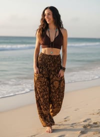 Image 8 of Paisley Harem Pants Warm Shawl Fabric Boho Festival Unisex Trousers Elastic Waist Ankles - 448