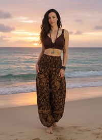 Image 9 of Paisley Harem Pants Warm Shawl Fabric Boho Festival Unisex Trousers Elastic Waist Ankles - 448