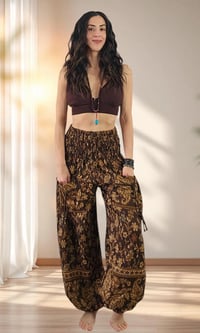Image 1 of Paisley Harem Pants Warm Shawl Fabric Boho Festival Unisex Trousers Elastic Waist Ankles - 448